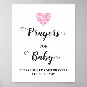 Poster Corações Cor-de-Rosa Bebê Menina Oração para o Car