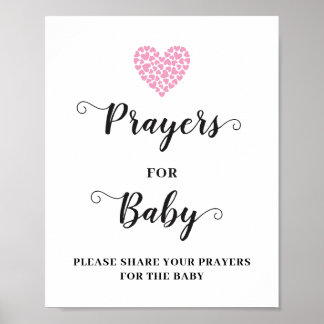 Poster Corações Cor-de-Rosa Bebê Menina Oração para o Car