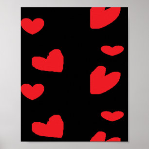 Poster Corações de amor vermelho em preto