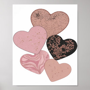 Poster Corações de Prata Limpa Design Moderno
