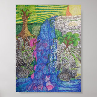 Pôster corações descendo a água caindo