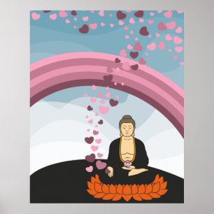 Pôster Corações do amor de Buddha