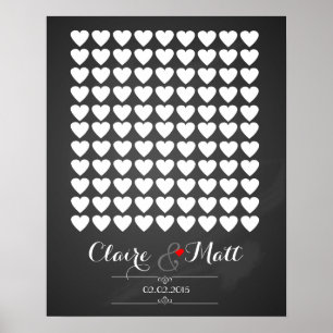 Pôster corações do amor que wedding o livro de hóspede