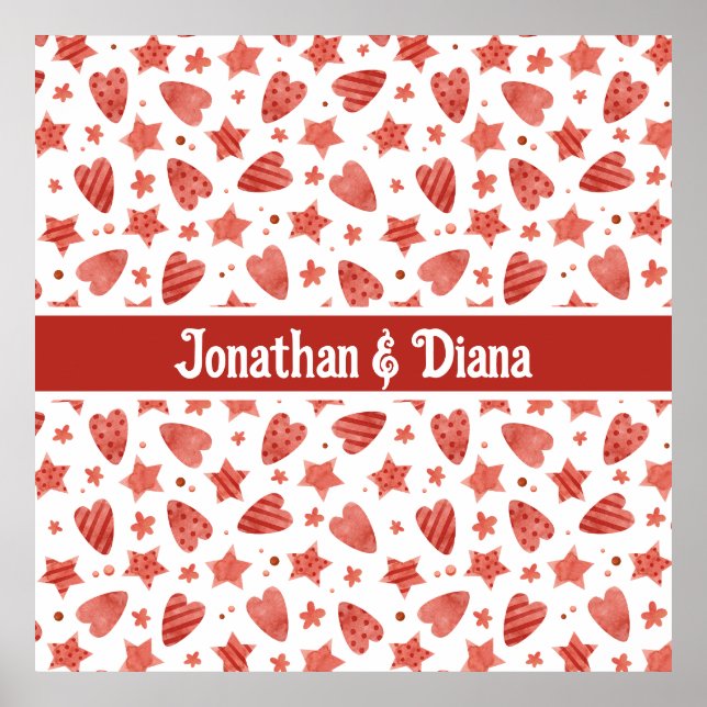 Poster Corações e Estrelas de namorados (Frente)