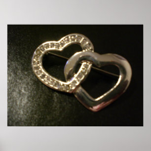 Poster Corações entrelaçados prata do amor