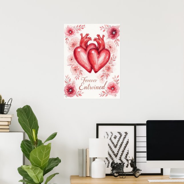 Poster Corações Gêmeos para a Floral Encantada (Escritório em casa)