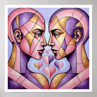 Poster Corações Intertecidos