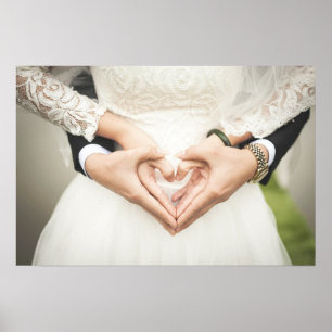 Poster Corações no Casamento das Mãos