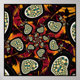 Poster Corações Padrão Fratural