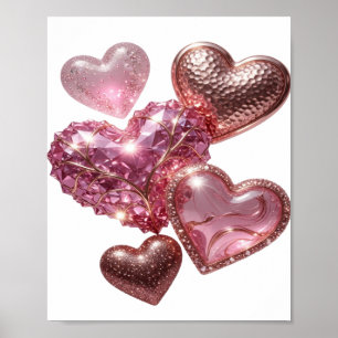 Poster Corações Prateados de Aresta AMORES