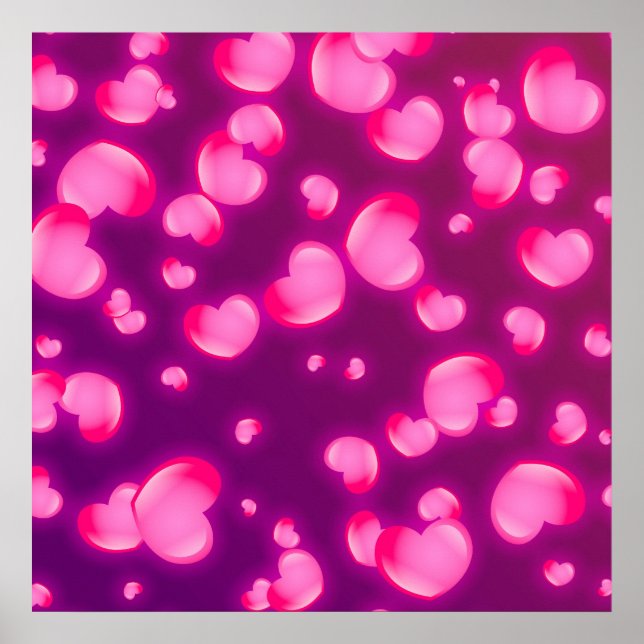 Pôster Corações Rosa (Frente)