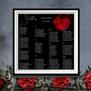 Poster Corações Vermelhos e Rosas Gráfico de Assentos de
