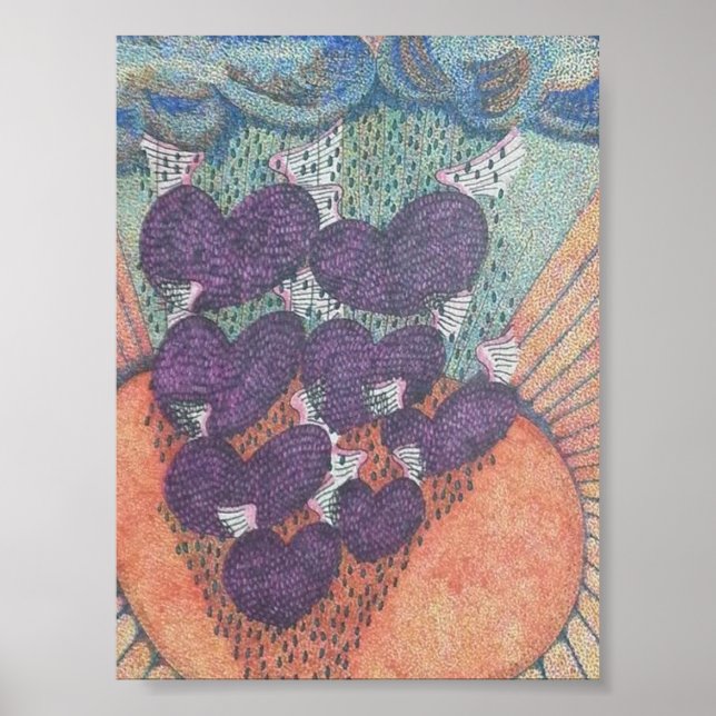 Poster corações voam fora arte muito única (Frente)