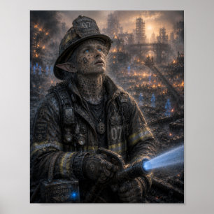 Poster Coragem / Bombeiro / Distrito em Chamas