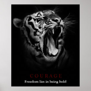 Poster Coragem motivacional Tigre Liberdade