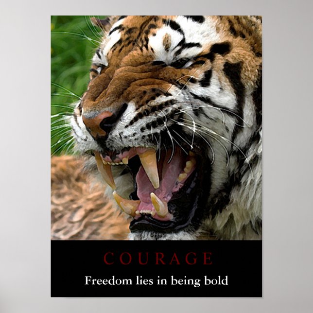 Poster Coragem Motivada Liberdade de Tigre ousada (Frente)