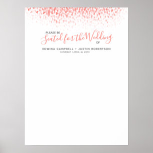 Poster Coral abstrato watercolor plano de mesa de casamen