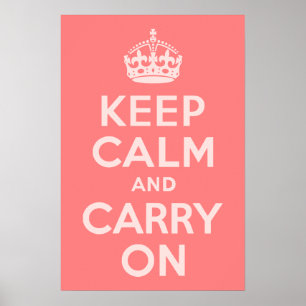Pôster Coral Claro Keep Calm and Carry On