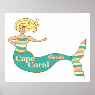 Pôster Coral do cabo, sereia de FL