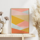 Poster Coral e Bloco Geométrico Amarelo Moderno<br><div class="desc">Abstrato Geométrico em Poster Design de Colores Terrestres de Pastel</div>