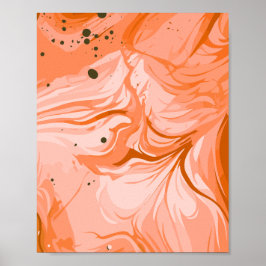 Poster Coral Fluido e Espirais de Pêssego
