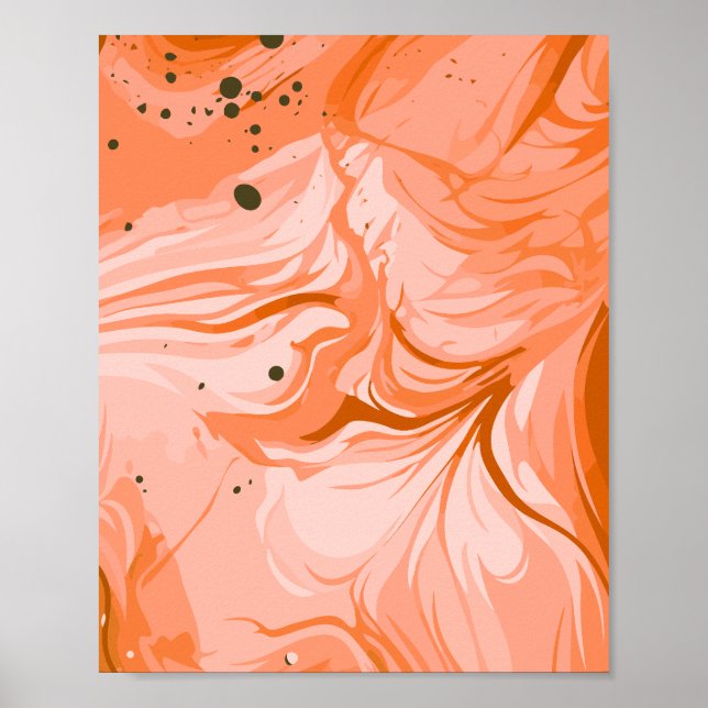 Poster Coral Fluido e Espirais de Pêssego (Frente)