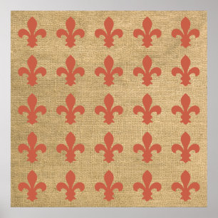 Pôster Coral Parisian Moods Fleur de Lys Pattern