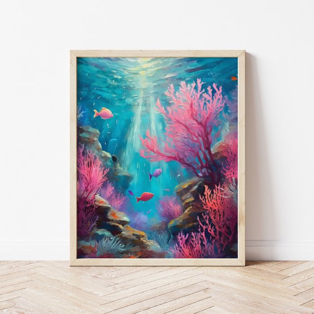 Poster Coral Reef Abstrato Ocean Arte Moderna (Criador carregado)