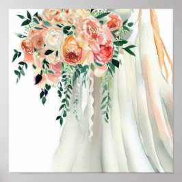 Poster Coral Whimsical, Buquê 2 em Cascata Bridal,