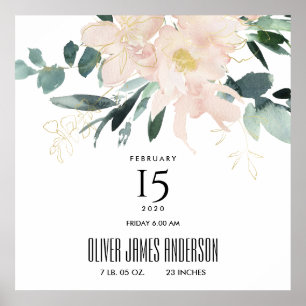 POSTER CORAM OS STATS FLORAIS DO NASCIMENTO DO BEBÊ DA