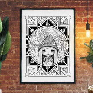 Poster Corante Adulto do Flor Gnome Mandala