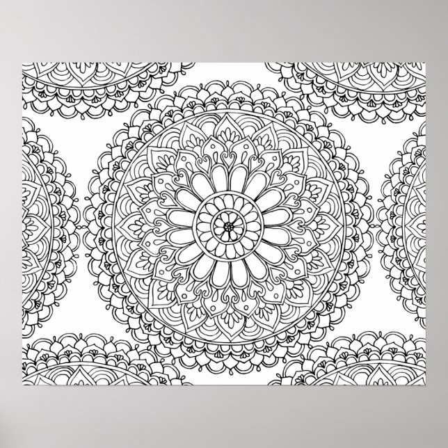 Poster Corante Adulto Floral Mandala (Frente)