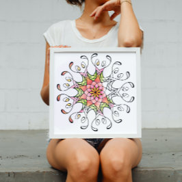 Poster Corante Adulto Mandala Da Flor Geométrica Sagrada