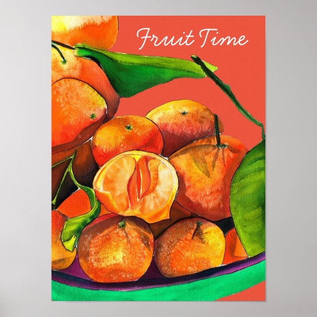 Poster Corante laranja-tangerina fruta (Frente)