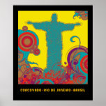 Poster Corcovado para paredes<br><div class="desc">Um design digital estilo pop do Cristo Redeemer,  estátua excelente no Rio de Janeiro. Muro com um visual de arte colorida feliz.</div>