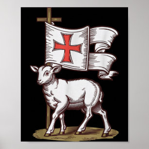 Poster Cordeiro de Deus Símbolo Cristão de Fé Vitória Agn