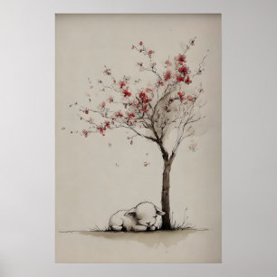 Poster Cordeiro uma Árvore Florindo Arte Imprimível, Mini
