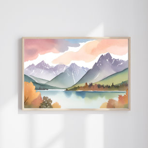 Poster Cordilheira Paisagem em Aquarela da Natureza Are
