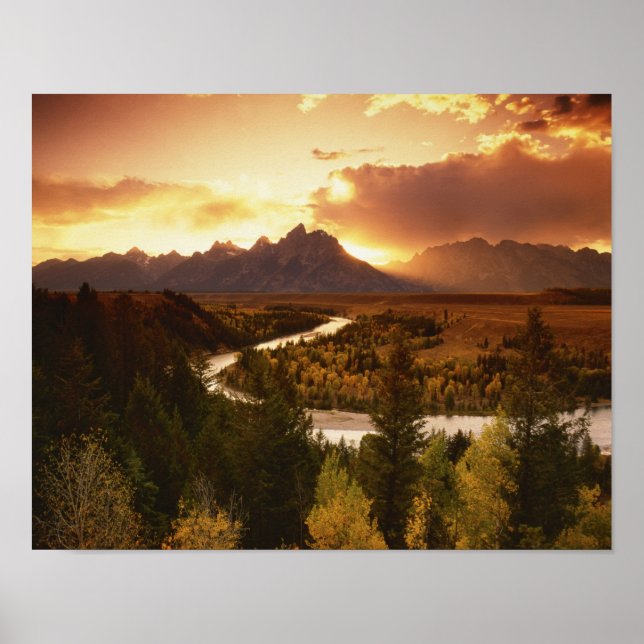 Poster Cordilheira Teton ao pôr do sol, a partir do rio S (Frente)