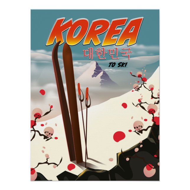 Pôster Coreia para esquiar (Frente)