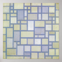 Cores Brilhantes Linhas Cinzas | Piet Mondrian |