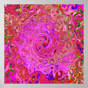 Poster Cores cor-de-rosa-quente marmoreadas Abstrato Rote