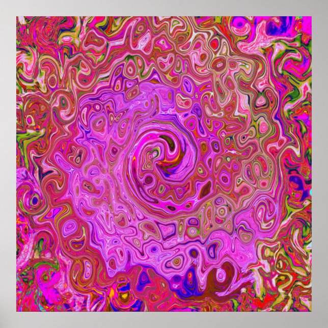 Poster Cores cor-de-rosa-quente marmoreadas Abstrato Rote (Frente)