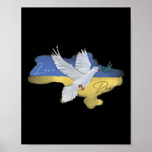 Poster Cores da Bandeira da Pomba da Paz Ucraniana Azul A