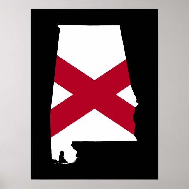 Pôster Cores da Bandeira do Alabama (Frente)