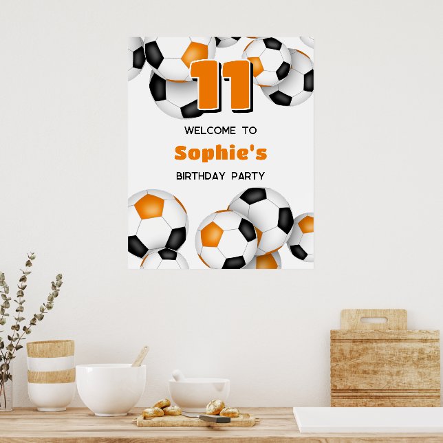 Poster cores da equipe laranja preto festa de aniversário (Cozinha)