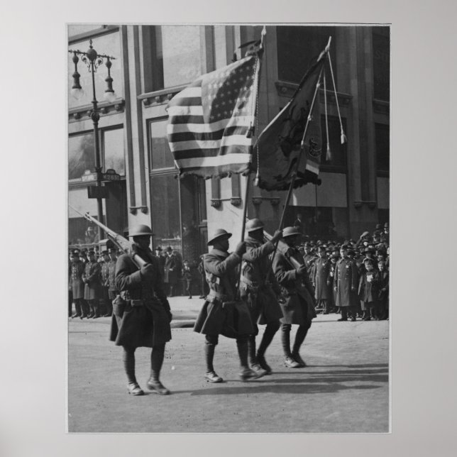 Poster Cores da famosa Infantaria 369ª em Desfile (Frente)