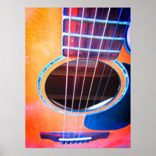 Poster Cores da perspectiva da guitarra acústica da