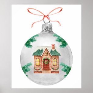 Poster Cores d'água da casa de Natal Enfeites de natal