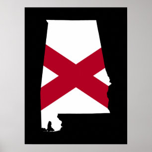 Pôster Cores de Bandeira do Alabama